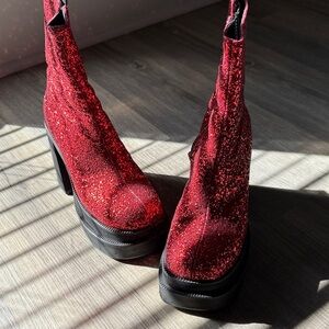 Current Mood Sparkling Red Heeled Boots